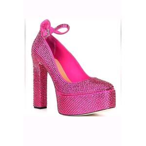 ANTONIO MELANI x Breast Cancer Awareness Capsule Rhinestone Platform Pumps 9.5